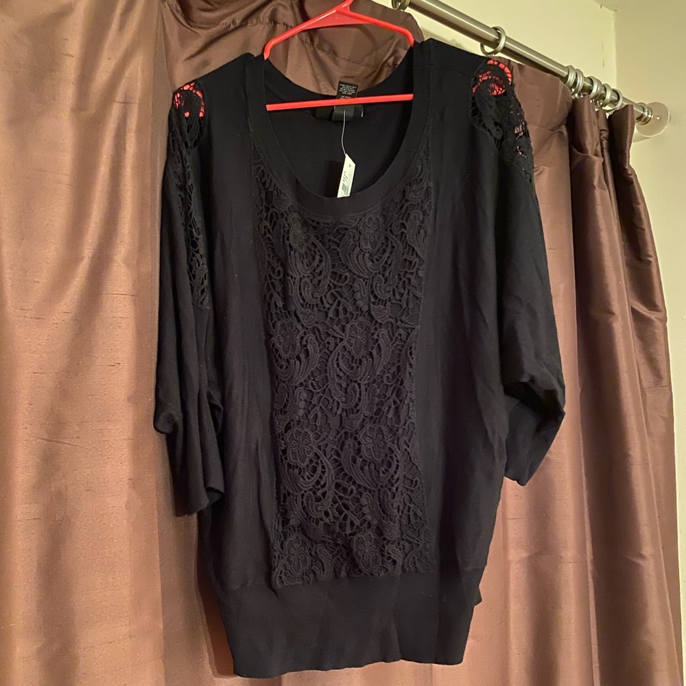 NWT Lane Bryant Pls Sz Black Lace Trimmed Sweater